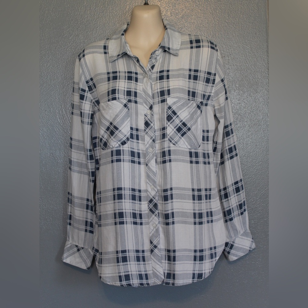 Rails Carter Button Down Lyocell Plaid Shirt Size Small